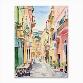 Naples, Italy Watercolour Streets 2 Canvas Print