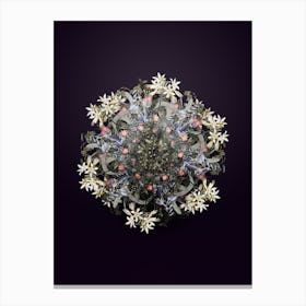 Vintage Sea Asparagus Flower Wreath on Royal Purple n.0244 Canvas Print