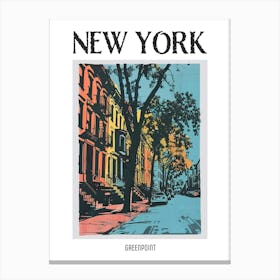 Greenpoint New York Colourful Silkscreen Illustration 1 Poster Canvas Print
