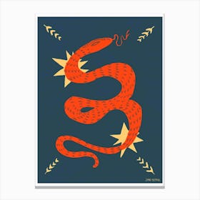 Red Snake And Stars Canvas Print