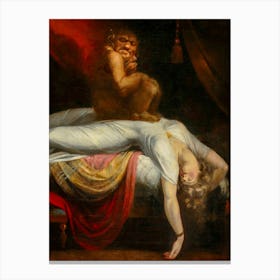 The Nightmare 1781 by Henri Fuseli | Sleep Paralysis Demon Antique Painting in HD Canvas Print