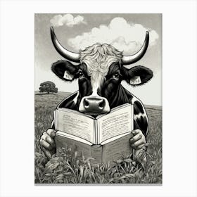 Cow Reading A Book 2 Canvas Print