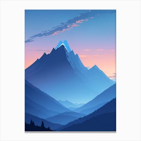 Misty Mountains Vertical Composition In Blue Tone 136 Canvas Print