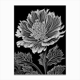 Calendula Leaf Linocut 5 Canvas Print