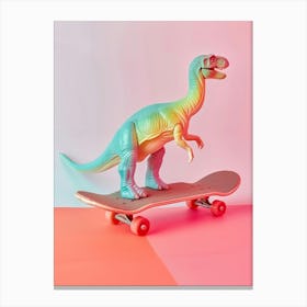 Pastel Toy Dinosaur On A Skateboard 2 Canvas Print