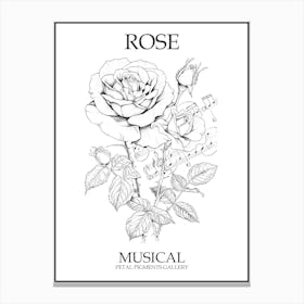 Rose Musical Line Drawing 4 Poster Canvas Print