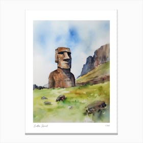 Easter Island Chile 1 Watercolour Travel Poster Canvas Print