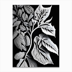 Silverberry Leaf Linocut 2 Canvas Print