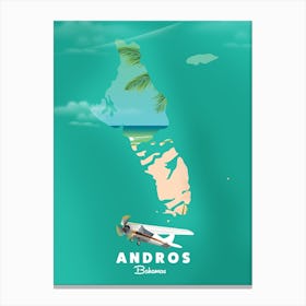 Andros Bahamas travel map Canvas Print