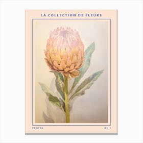 Protea French Flower Botanical Poster Canvas Print