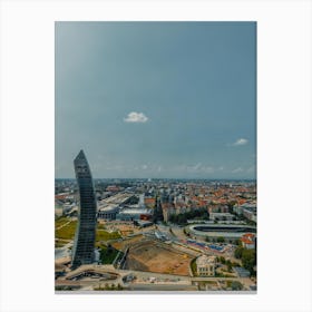 Cityscape of Milan drone vertical photography Canvas Print