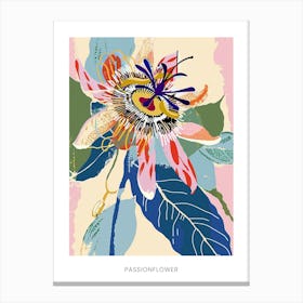 Colourful Flower Illustration Poster Passionflower 3 Canvas Print