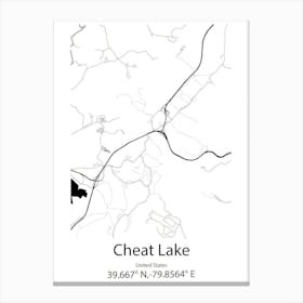 Cheat Lake,United States Minimalist Map Canvas Print