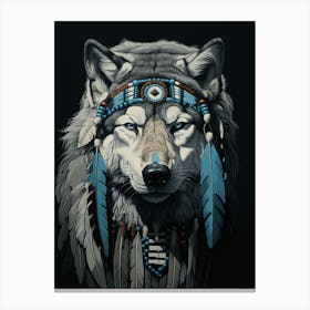 Arctic Wolf Native American 3 Canvas Print