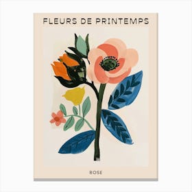 Spring Floral French Poster  Rose 11 Canvas Print