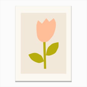 Tulip Cutout Minimal In Peach Fuzz Colour Canvas Print