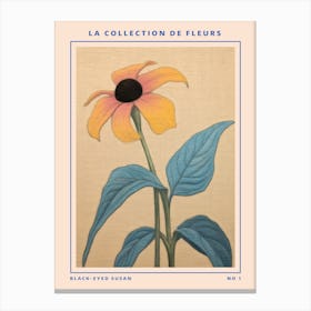 Black Eyed Susan French Flower Botanical Poster Canvas Print