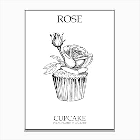 Rose Cupcake Line Drawing 2 Poster Canvas Print