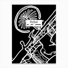 Dubai Map, OAE — Hand-drawn map, vector black map Canvas Print