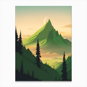 Misty Mountains Vertical Background In Green Tone 27 Canvas Print