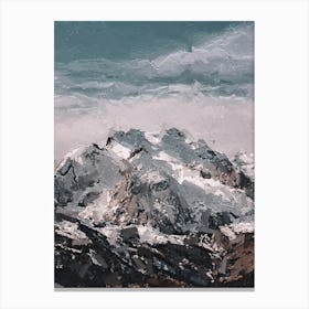 Majestic Snowy Mountains And Rocks Oil Painting Landscape Canvas Print