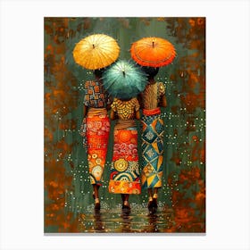 Three Women With Umbrellas Canvas Print