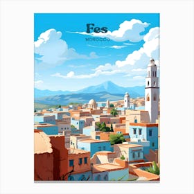 Fes Morocco Cityscape Modern Travel Art Canvas Print