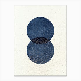 Abstract Lunar Eclipse 2 Circles Geometric Shape Minimalism - Navy Dark Blue Canvas Print