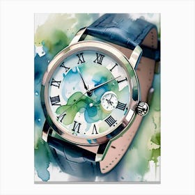 Watercolor Of A Watch Canvas Print