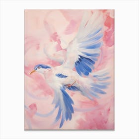 Pink Ethereal Bird Painting Blue Jay 1 Canvas Print