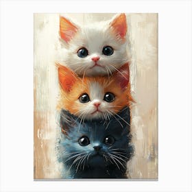 Cute Cats Stacked Together 8 Canvas Print