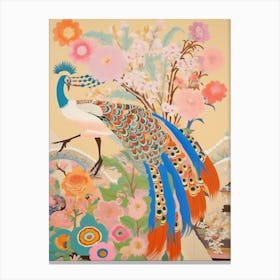 Maximalist Bird Painting Peacock 3 Canvas Print