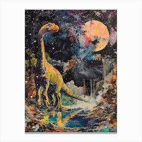 Dinosaur At Night Painting 1 Canvas Print