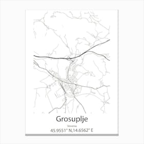 Grosuplje,Slovenia Minimalist Map Canvas Print