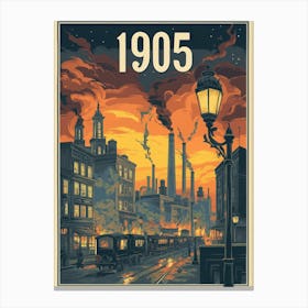 Aihrgdesign A Nostalgic Poster Of A 1905 City Skyline At Dusk 579b7064 889a 4039 A0f2 6a74205836dc 0 Canvas Print