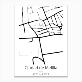 Ciudad De Melilla,Spain Minimalist Map Leinwandbild