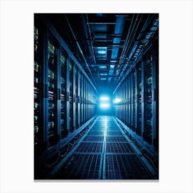 Abandoned Data Center Featuring Racks Filled With Mainframes And Servers Intricate Electronic Hardw (4) Canvas Print