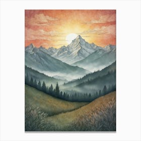 Sunrise In The Mountains 1 Canvas Print