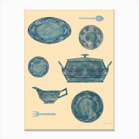 Blue Dishes Canvas Print