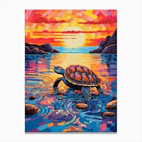 Sea Turtle Geometric Brushstrokes 3 Canvas Print