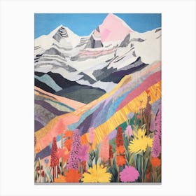 Mount Logan Canada 4 Colourful Mountain Illustration Canvas Print