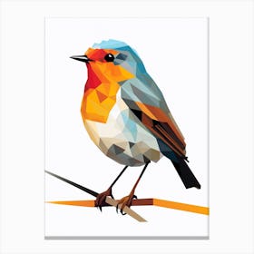 Colourful Geometric Bird European Robin 1 Canvas Print