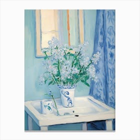 A Vase With Forget Me Not, Flower Bouquet 2 Canvas Print