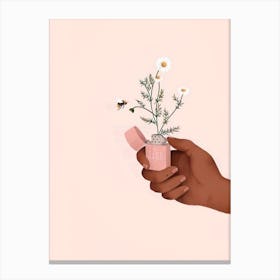 Hand Holding A Flower Canvas Print