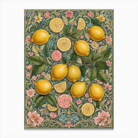 Lemons And Flowers Canvas Print