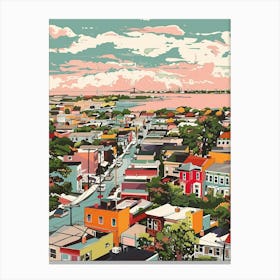 New Dorp New York Colourful Silkscreen Illustration 3 Canvas Print
