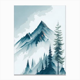 Mountain And Forest In Minimalist Watercolor Vertical Composition 243 Canvas Print