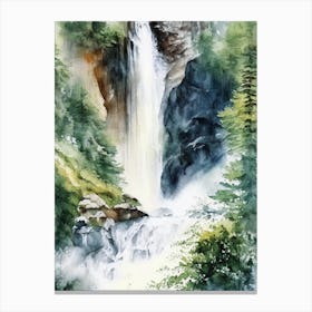 Trümmelbach Falls, Switzerland Water Colour  (1) Canvas Print