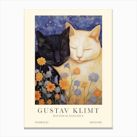 Gustav Klimt Flower Sleeping Cats Canvas Print