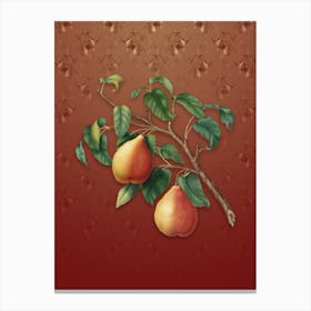 Vintage Wild European Pear Botanical on Falu Red Pattern n.0378 Canvas Print